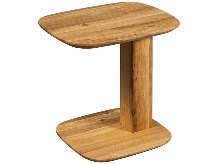 Linea Natura Beistelltisch, Eiche geölt, Holz, Eiche, Hartholz, organisch, Säule, 40x48-67x50 cm, einfacher Aufbau, Wohnzimmer, Wohnzimmertische, Beistelltische