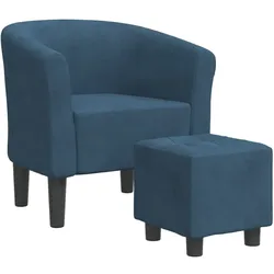 Décoshop26 - Lounge-Sessel mit bequemer Sitzfläche modernem Design und Fußstütze aus dunkelblauem Samt DEC026418 DEC026418
