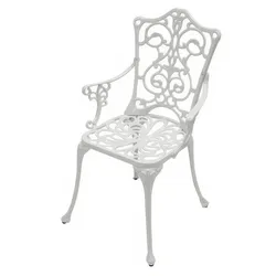 Alu Gartensessel Neuschwanstein 58 x 53 x 90cm - Aluminium Gartenstuhl, Grau - Gartenmöbel - eleganter Gartensessel mit Armlehnen