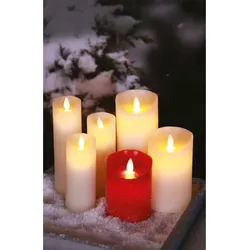Firelamp strukturierte LED Echtwachs-Kerze Flammeneffekt 33cm mit Fernbedienung