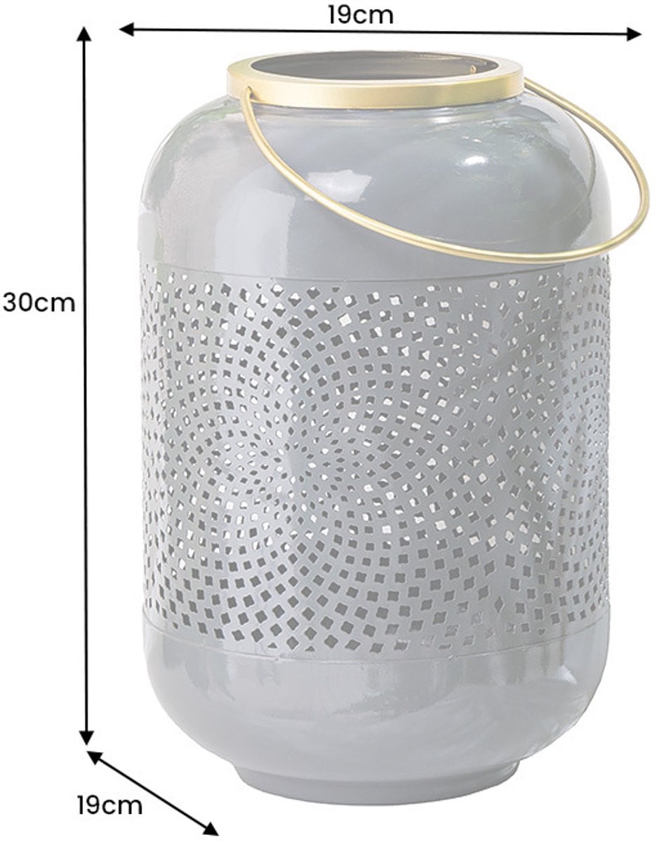 Invicta Interior Decoratieve lantaarn CANDLELIGHT grijs metaal handgemaakt Hoogte: 30 cm