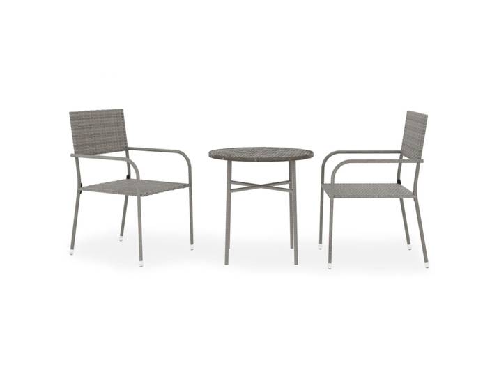 vidaXL Ensemble de jardin 3 pièces Poly rotin gris