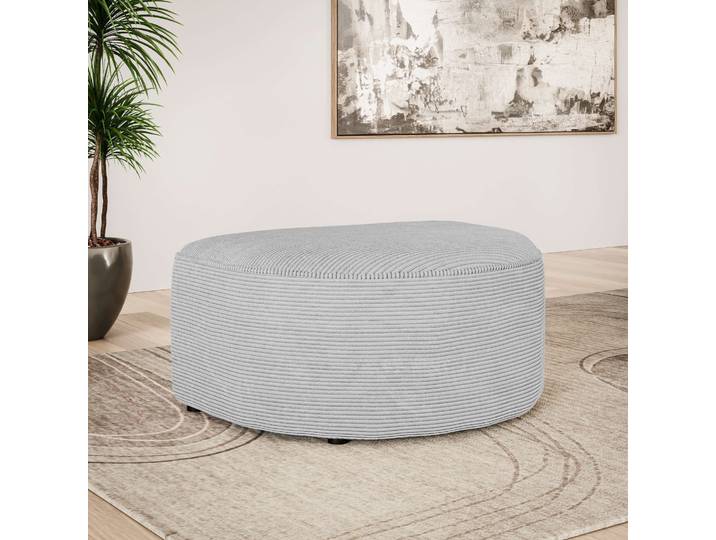 Polsterhocker GOODPRODUCT ADELLA passed zur Serie, Masse B/T/H: 92/69/43 cm , grau (hellgrau), B:92cm H:43cm T:69cm, 100% Polyester, Hocker, Polsterhocker, Hocker mit Wellenunterfederung, runde Form, auch in Cord