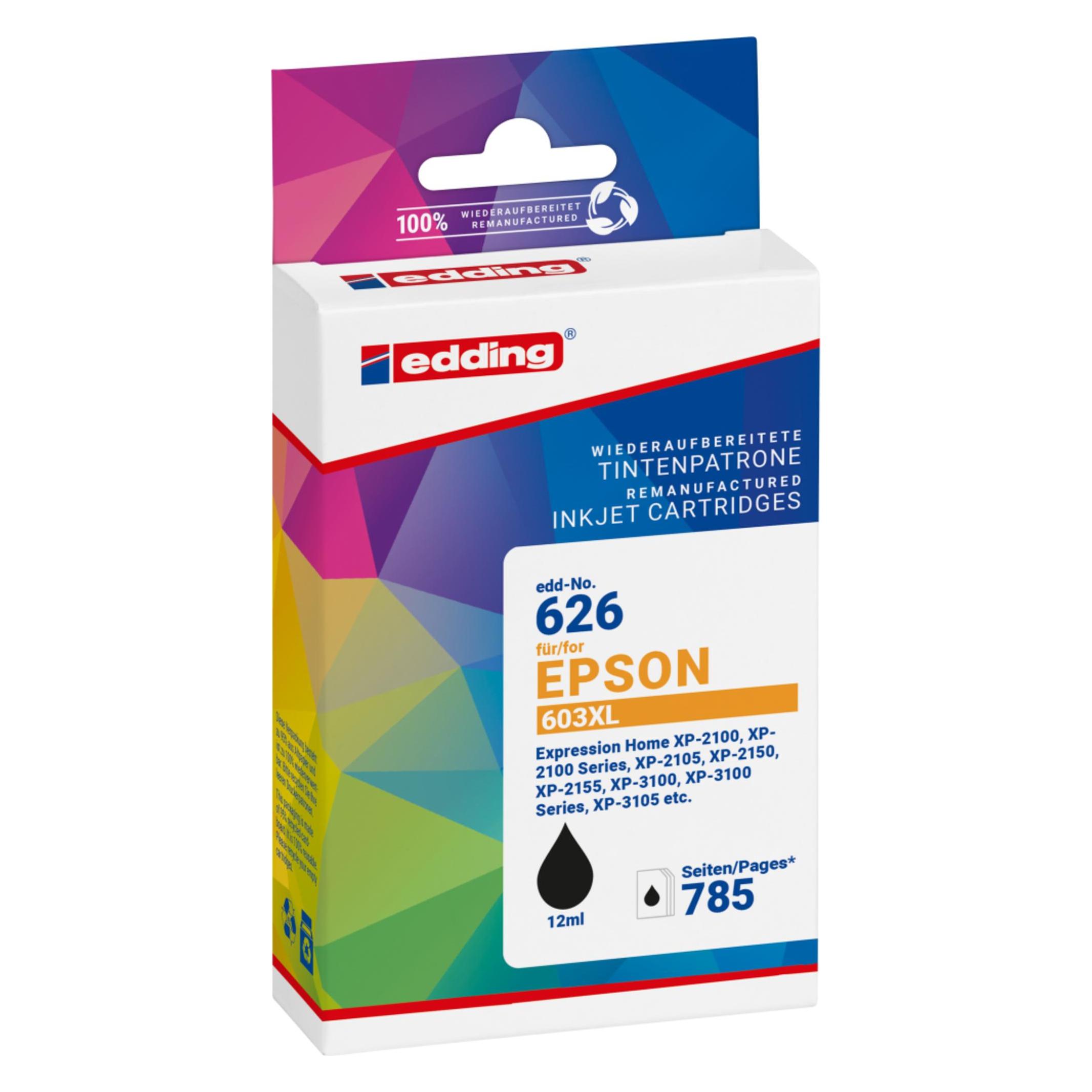 Edding Druckerpatrone EDD-626 ersetzt 603XL (T03A1) - - 12 ml (BK) (18-626)