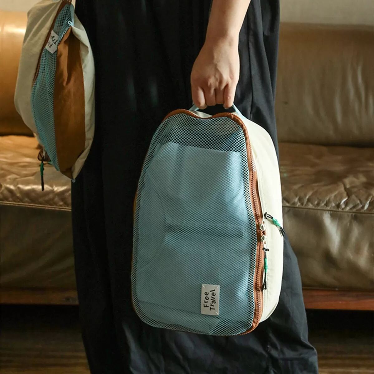 INF Ensemble de 4 sacs de rangement de voyage : Organisateurs de bagages multifonctionnels haut de gamme Bleu