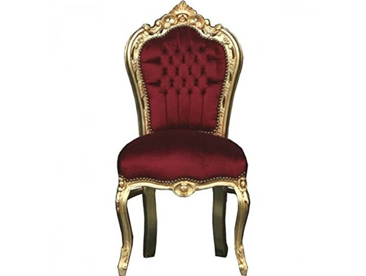 Casa Padrino Barock Esszimmer Stuhl Bordeaux/Gold - Möbel