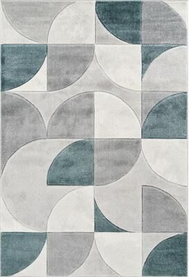 MDA Rugs Urben Veil Collection Abstract Grey/Blue Modern Area Rug