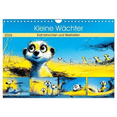 Kleine Wächter. Erdmännchen und Weisheiten (Wandkalender 2026 DIN A4 quer), CALVENDO Monatskalender
