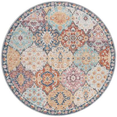Teppich THE CARPET "Palma", bunt (mehrfarbig), H:4mm Ø:120cm, Polypropylen, Teppiche, Teppich, Outdoor moderner robuster In und Outdoor Teppich
