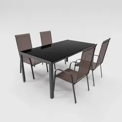 Lex Gartenmöbel Set Metall Tisch 4 Stapelsessel Essgruppe Gartenset Sitzgruppe Stuhl schokobraun : Schokobraun