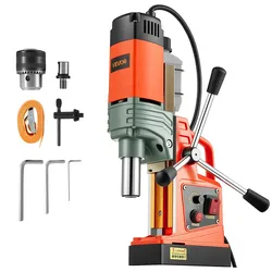 VEVOR Magnetbohrmaschine 1350 W 50 mm Bohrdurchmesser, 12500 N Leistung, tragbare magnetische Bohtanlage mit einstellbarer Drehzahlen & Weldonschaft, für Metalloberflächen Industrie Heimwerker
