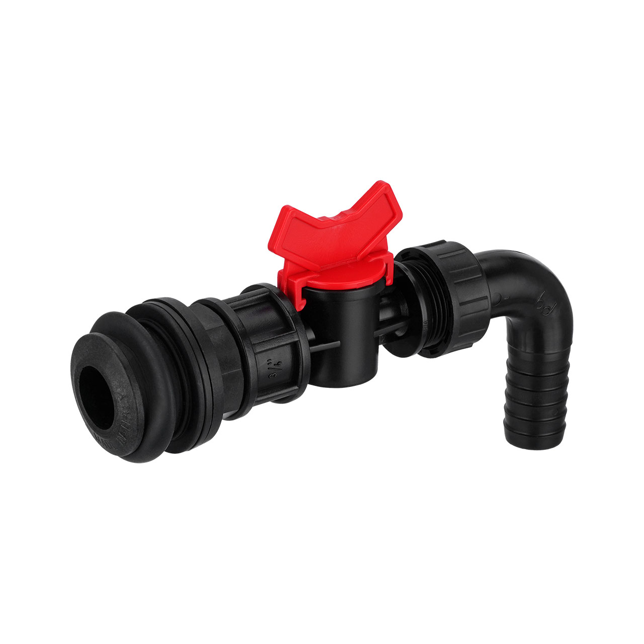 REKUBIK Regentonnen-Klappenhahn 3/4" - 19mm mit Tankdurchführung Quick Push