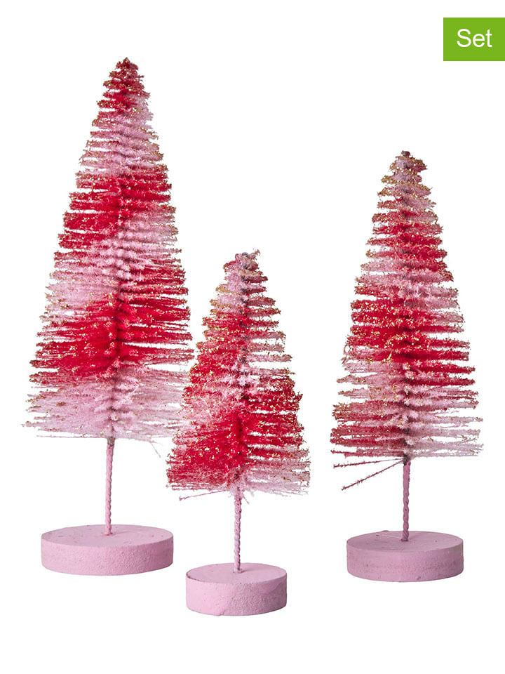 Rice 3er-Set: Dekoaufsteller in Rosa/ Rot - onesize