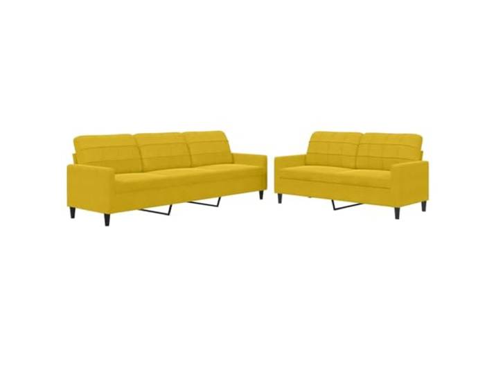 2-Tlg. Sofagarnitur Gelb Samt Mit Kissen Metallgestell, Dick Gepolsterte Sitzflachen, Modernes Design, Bequemes Sitzerlebnis