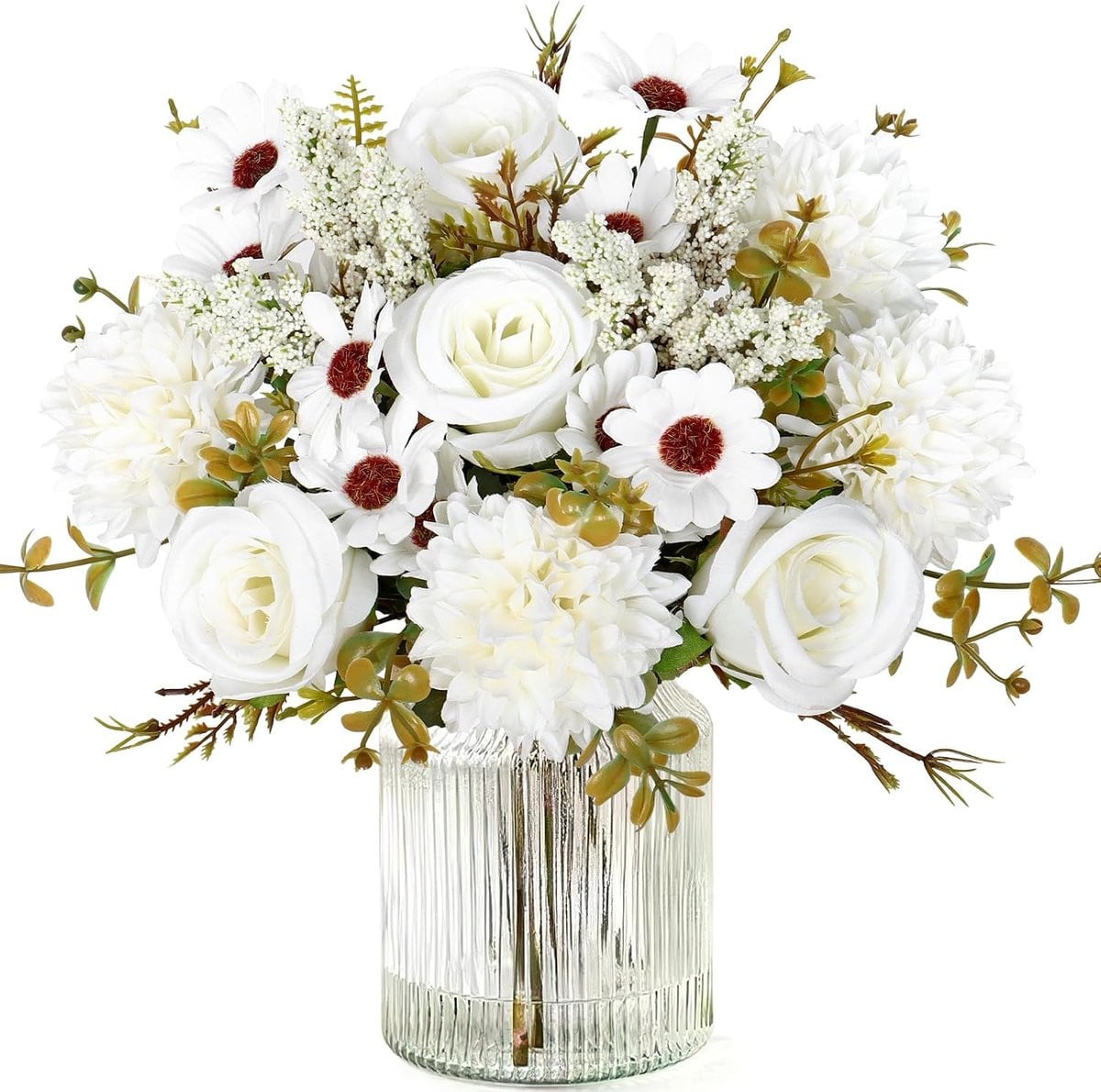 MEIVINES Kunstmatige Daisy Bloemen Boeket - 2 stuks - Wit