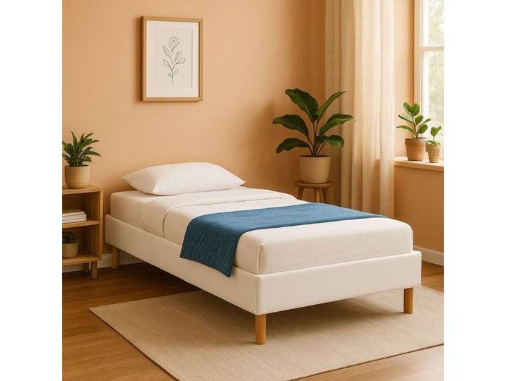 Sommier Tapissier 90x200 Blanc avec Pieds de 20 cm - 13 Lattes Confortables - SOMMIER GREGORY BLANC