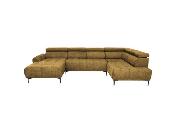Stylife Wohnlandschaft, Gelb, Goldfarben, Metall, U-Form, Typenauswahl, Stoffauswahl, seitenverkehrt erhältlich, Hocker erhältlich, Wohnzimmer, Sofas & Couches, Wohnlandschaften, Wohnlandschaft U-Form