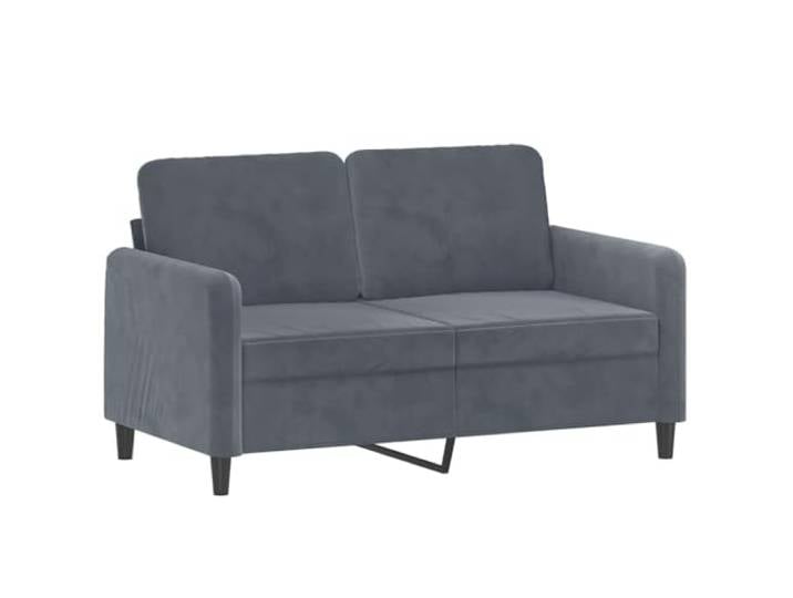 KTHLBRH Sofa-Set, 3-teilig, dunkelgrau, Samt 2-Sitzer-Sofas, Fußstütze, 4 Kissen, Metallrahmen, Schaumstoff