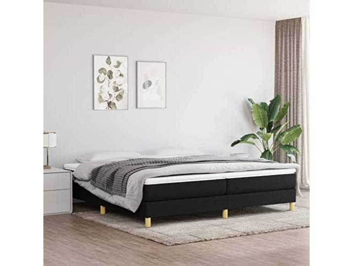 RJPLMFV Lattenrost mit Matratze, 200 x 200 cm, Schwarz Taschenfedern, mittelharte Halterung, atmungsaktiver Stoff, Sperrholzlatten, Bedienungsanleitung im Lieferumfang enthalten