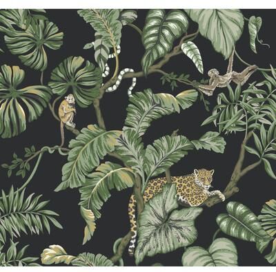 Ronald Redding Jungle Cat Black Wallpaper