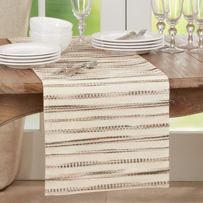 Saro Lifestyle Table Runner With Stripe Weave Design