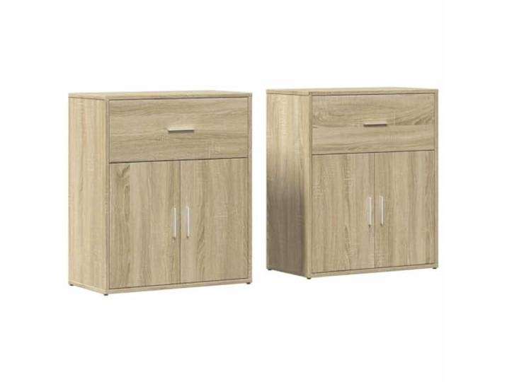 KGHFDVB Sideboard Sonoma-Eiche 60x31x70 cm, 2er Set Stabil Und Feuchtigkeitsbeständig, Viel Stauraum, Glatte Oberfläche, Für Wohnzimmer