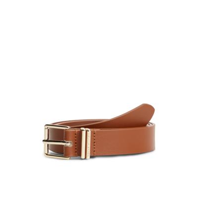Ledergürtel TOMMY HILFIGER "TH SQUARE", Damen, Gr. 75, winter cognac, Rindsleder, Gürtel Ledergürtel