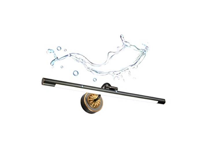 ACMHNC LED Spiegelleuchte Retro Messing Spiegellampe Vintage Antik Badlampe Bad wasserdichte Wandleuchte Schminklicht Für Spiegel Schminktisch Badzimmer,Neutralweiß 4000K,Schwarz,L75CM/15W