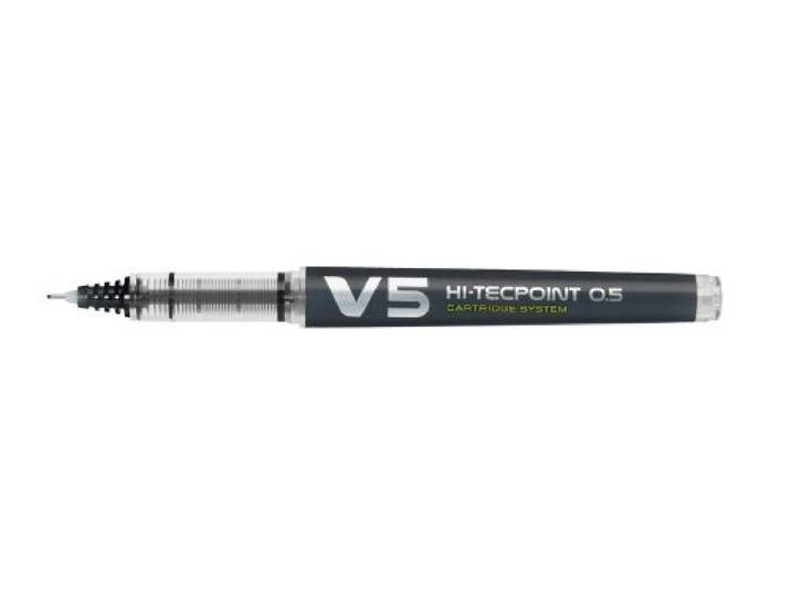 Pilot V5 navulbare vloeibare inkt (pak van 12 zwarte begreen, fijne punt)