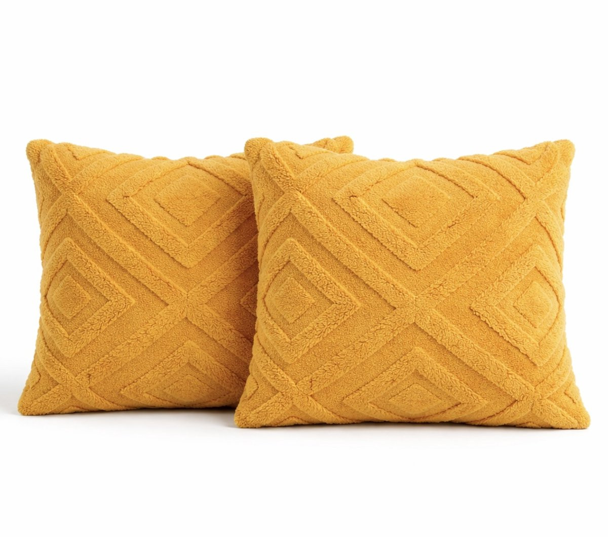 Set van 2 luxe okergele sierkussens inclusief binnenkussens, 50 x 50 cm