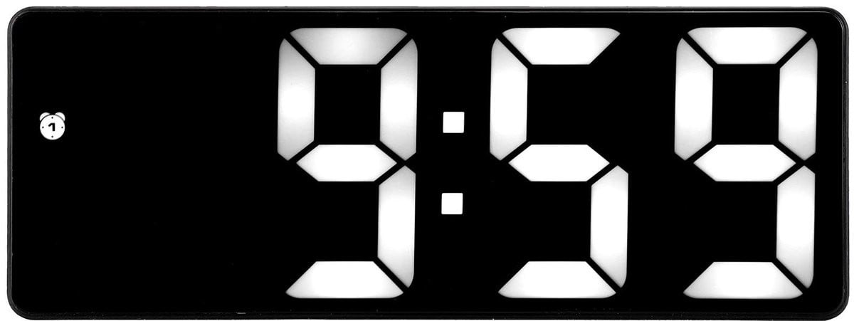 Allecto LED Spiegel Alarm Klok - Digitale Tafelklok - Zwart