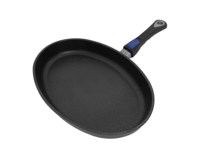Original Gundel GUSS-FISCHPFANNE INDUKTION flach, 35 x 24 cm, Höhe 5 cm, Titan-Keramik-Oberfläche, abnehmbarer Stiel