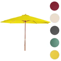 Sonnenschirm Florida, Gartenschirm Marktschirm, Ø 3,5m Polyester/Holz 7kg ~ gelb