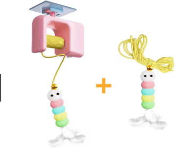 Inspire Picks Smart Hanging Cat Toy Interactive Cat Toy With Electric Motion & Scratch Rope For Self Play Fun pink Set