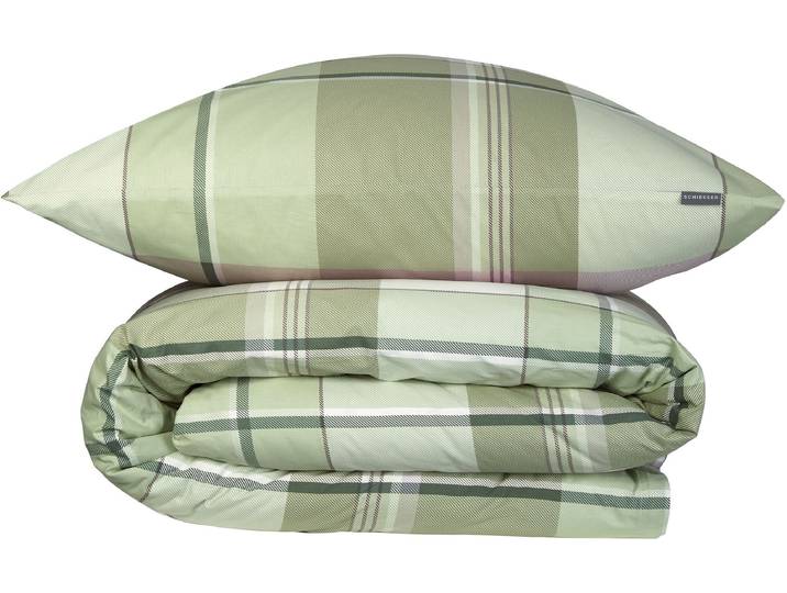 Bettwäsche SCHIESSER Ate aus weicher Baumwolle mit einem klassischen Karo-Muster , grün, B/L: 135cm x 200cm, 1 Stk., 1 Stk., Renforcé, B/L: 80cm x 80cm, 2 Stk., Renforcé, Obermaterial: 100% Baumwolle, Bettwäsche, Bettwäsche, OEKO-TEX MADE IN GREEN