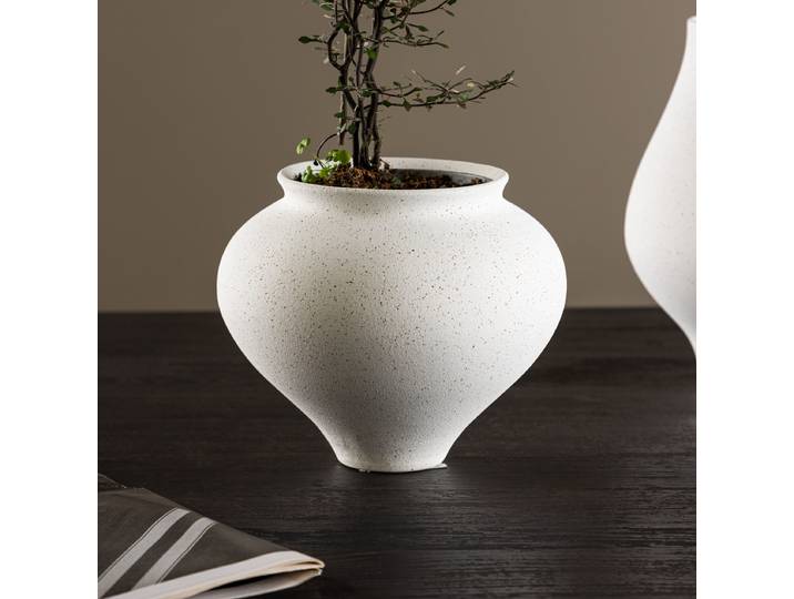 Vase 18 cm Ø 18cm Weiß/Weiß