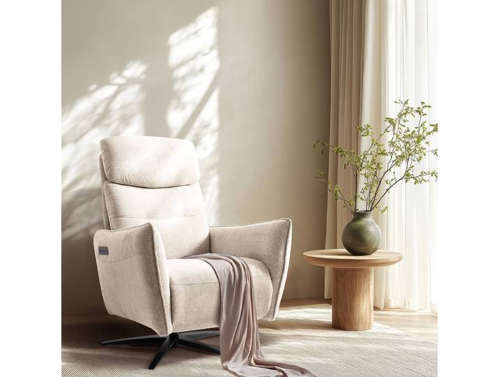 Relaxsessel Beige Webstoff Aranja Elektrisch verstellbar: 2 Motoren mit Kabel 77 x 107 x 88cm