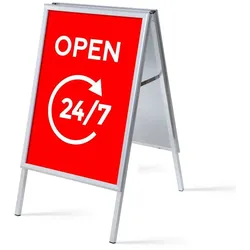 Kundenstopper A1 Komplettset Geöffnet 24/7 Rot Englisch