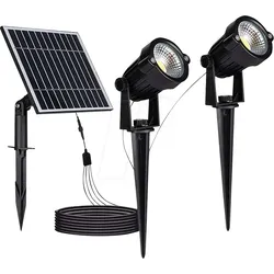 VT-20488 - 2er Pack LED Solar-Erdspießleuchte, 1,2 W, 3000K, schwarz, IP65