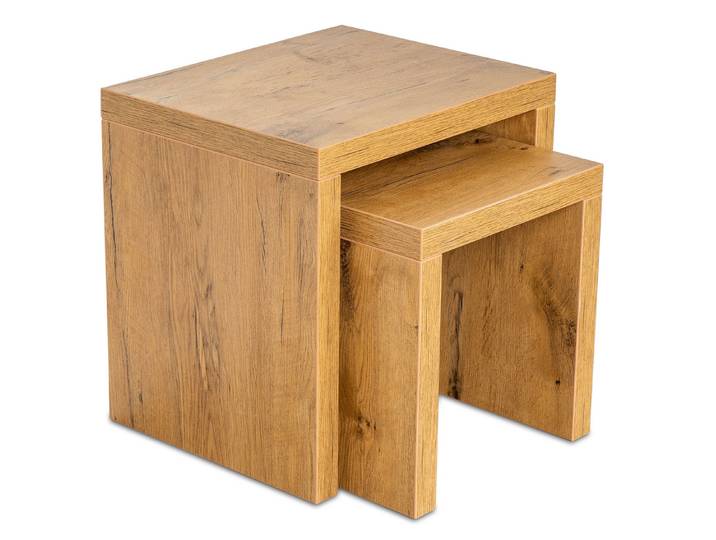 Levandeo® Couchtisch, 2 Satztisch Wildeiche Eiche Deutsche Herstellung Couchtisch fest