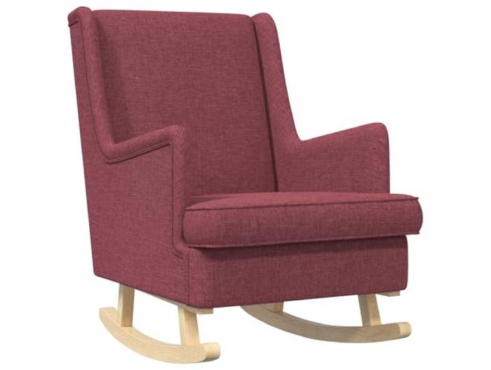Schaukelstuhl Rotwein 62x80x85 cm Stoff mit Holzschienen Herausnehmbares Kissen, einfache Montage, modernes Design, stabile Konstruktion, komfortable Rückenlehne