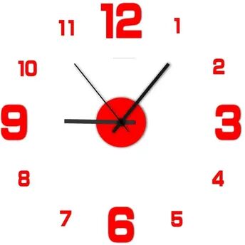 Daily Discovery Large Wall Clock Acrylic Mirror DIY Wall Clock For Modern Living Room Bedroom Decor red (40cm)