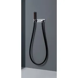 Gessi Water Tube Kneipp, Kneipp-Schlauch schwarz, Holz-Brause, Version mit Brausehalter und Wandanschlussbogen, 32961706, Farbe: Metall Schwarz PVD