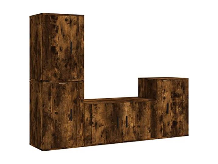 KGFHERENB 4-tlg. TV-Schrank-Set Hängend, Räuchereiche Holzwerkstoff Platzsparende Wandelemente für Schlafzimmer oder Lounge, schaffen geordnete Flächen für Zubehör und Deko.