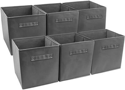 Sorbus Foldable Storage Cube Basket Bin 6 Pack Grey - 11 x 10.5 x 10.5 inches