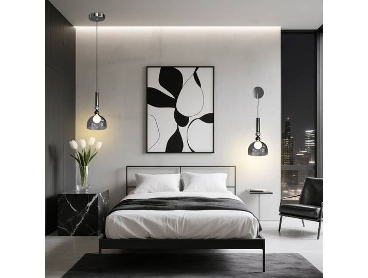 Lampes suspendues italiennes minimalistes pour chambre à coucher, abat-jour en verre créatif, lampes LED, décoration de salon, luminaires de chambre à coucher