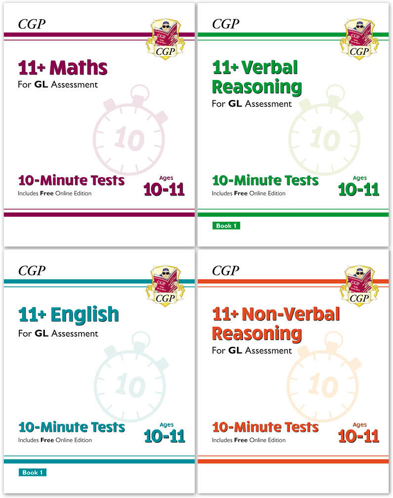CGP Books CGP 11+ GL 10-Minute Tests Bundle – Ages 10-11 (Maths, English, Verbal Reasoning, Non-Verbal Reasoning)