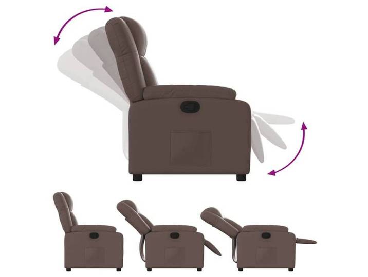 Fauteuil relax - Brun - Fauteuil inclinable - maximale : 110 kg - Marron Similicuir 77x95x99 cm F7505