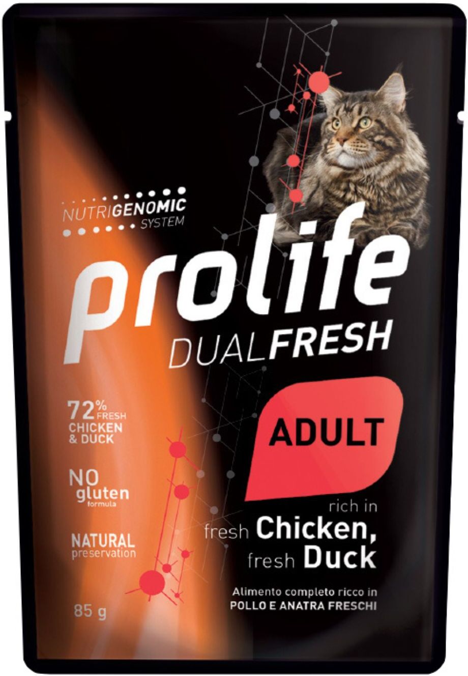 Prolife® 1 x 85 g Prolife Cat Dual Fresh Adult Pollo e Anatra Umido per Gatti