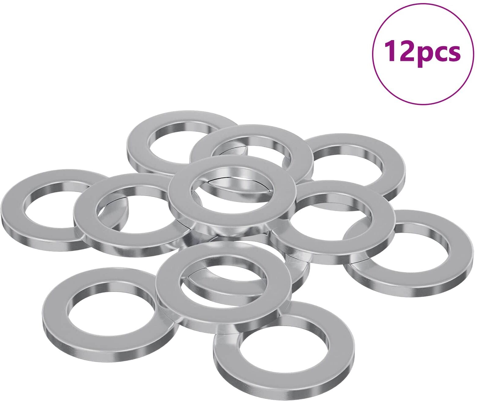 vidaXL Rondelles 12 pc Argenté 10 x 10 x 1,2 mm Fer